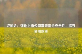 证监会：强化上市公司募集资金安全性，提升使用效率